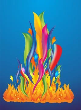 Colored fire and flames Stock Illustration