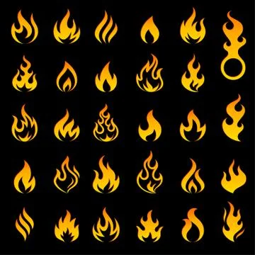 Colored Fire and Flames vector icon set 2 Stock Illustration