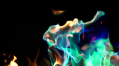 Colored fire, burning in slowmotion Stock Footage 67607826