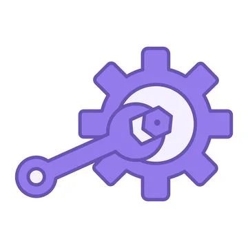 Colored Fix Icon. Vector Icon. Gear, Wrench, and Nut. Service, Repairing Da.. Stock Illustration