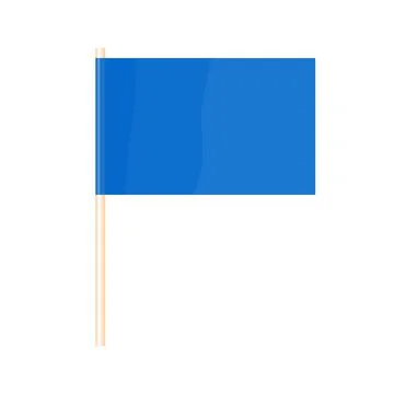 A colored flag on a flagpole. Blue flag. Vector Stock Illustration
