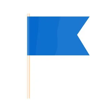 A colored flag on a flagpole. Blue flag. Vector Stock Illustration
