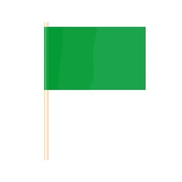 A colored flag on a flagpole. Green flag. Vector Stock Illustration