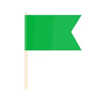 A colored flag on a flagpole. Green flag. Vector Illustrazione stock