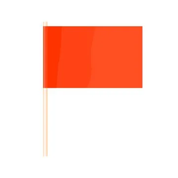 A colored flag on a flagpole. Orange flag. Vector Stock Illustration