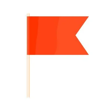 A colored flag on a flagpole. Orange flag. Vector Stock Illustration