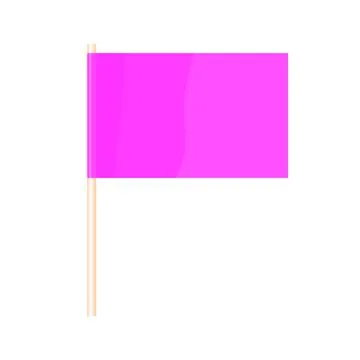 A colored flag on a flagpole. Pink flag. Vector Stock Illustration