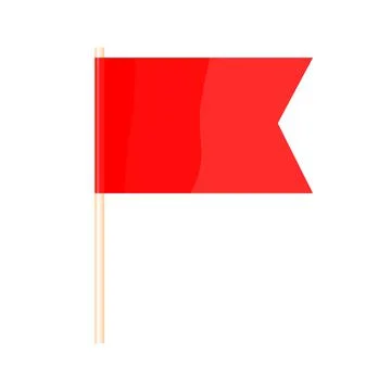 A colored flag on a flagpole. Red flag. Vector Illustrazione stock