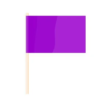 A colored flag on a flagpole. Violet flag. Vector Stock Illustration