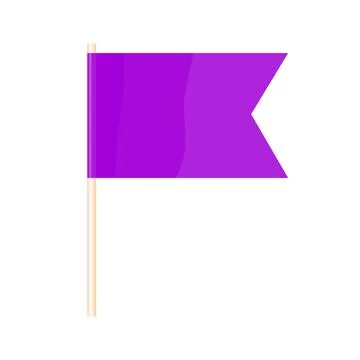 A colored flag on a flagpole. Violet flag. Vector Stock Illustration