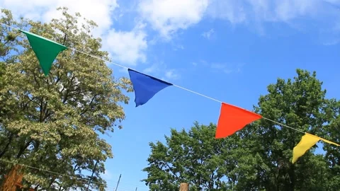 Colored flags with a blue sky background. Stock Footage 90830527