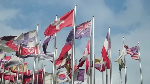 Colored flags fluttering in the wind Stock Footage 57004054
