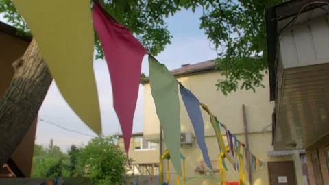 Colored Flags Garland Stock Footage 113058144