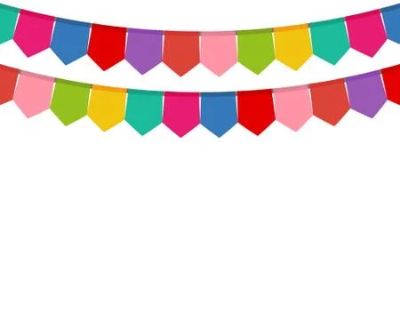 Colored flags on a holiday garland Stock Illustration