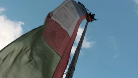 Colored flags in the mountains of Nepal. Stock Footage 144864046