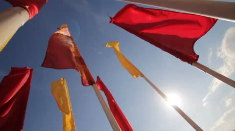 Colored flags (slow motion) Stock Footage 23769491