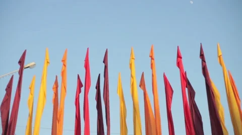 Colored Flags In The Wind Stock Footage 49601905