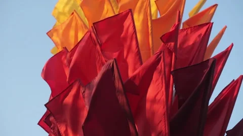 Colored Flags In The Wind Stock Footage 49605501