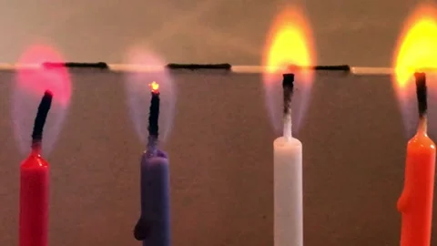 Colored Flamed Candles Pan Stock Footage 166981329