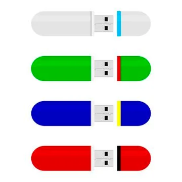 Colored flash drive stick collection vector Stock Illustration