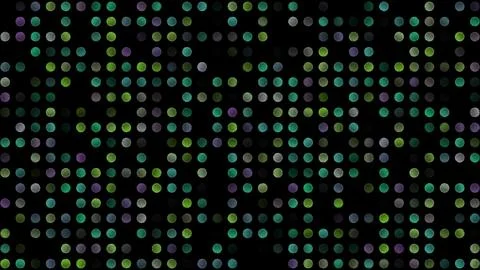 Colored flashing rotating 3d Viruses on black bg. Abstract festive backgrou.. Stock Illustration