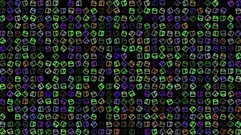 Colored flashing rotating diskette on black bg. Abstract festive background.. 스톡 일러스트