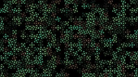 Colored flashing rotating Squares on black bg. Abstract festive background fo Stock Illustration