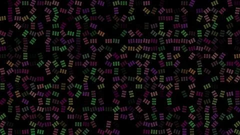 Colored flashing rotating Squares on black bg. Abstract festive background fo Stock Illustration
