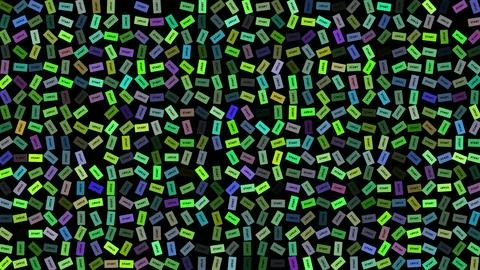 Colored flashing rotating START buttons on black bg. Abstract festive backg.. 库存插图