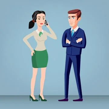 Colored flat design style illustration of business people - man and woman -.. Stock Illustration