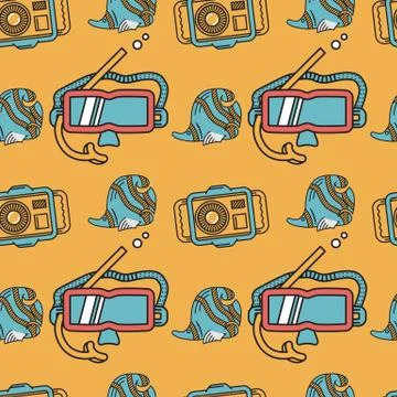 Colored flat design vector background for snorkeling Stock Illustration