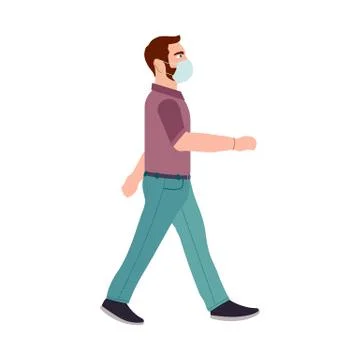 Colored flat handsome man in a face mask icon vector Stock Illustration