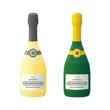 Colored flat light and dark couple champagne bottles illustration. Stock Illustration