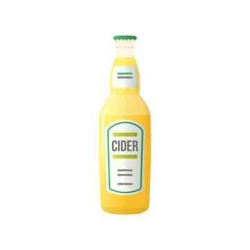 Colored flat light cider bottle illustration. Illustrazione stock