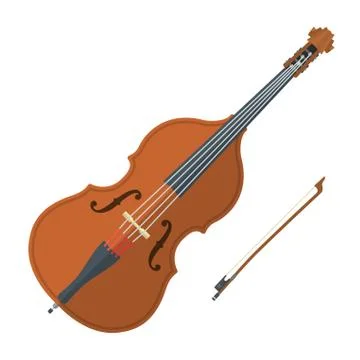 Colored flat style contrabass music instrument illustration. Stock Illustration