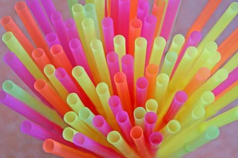 Colored flexible straws Stock Photos