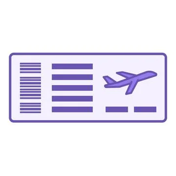 Colored Flight Ticket Icon. Vector Illustration. Airline Travel Document. M.. Stock Illustration