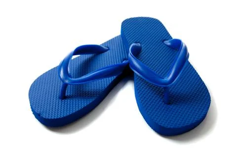 Colored flipflops on a white background Stock Photos