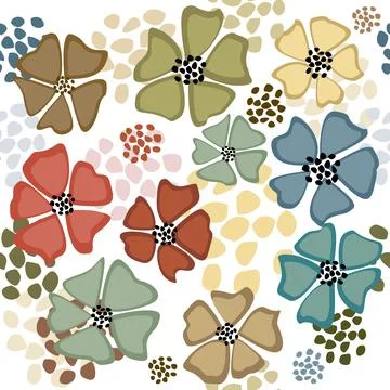 Colored floral background seamless pattern Stock Illustration