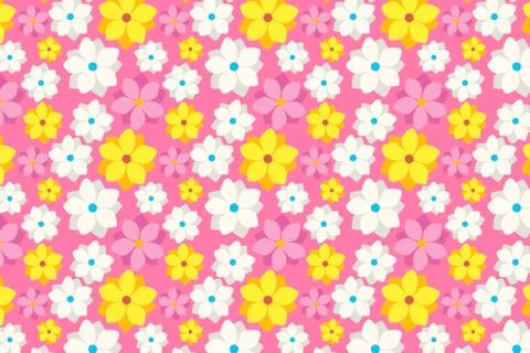 Colored floral pattern on a pink background. Summer flowers. Stock Illustration