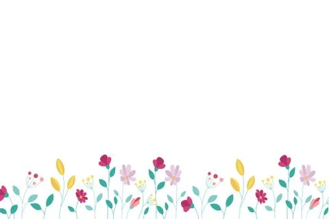 Colored floral pattern on a white background. Summer flowers Stock Illustration