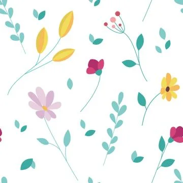 Colored floral pattern on a white background. Summer flowers Illustrazione stock