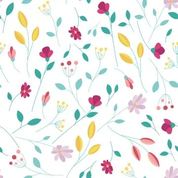 Colored floral pattern on a white background. Summer flowers Stock Illustration