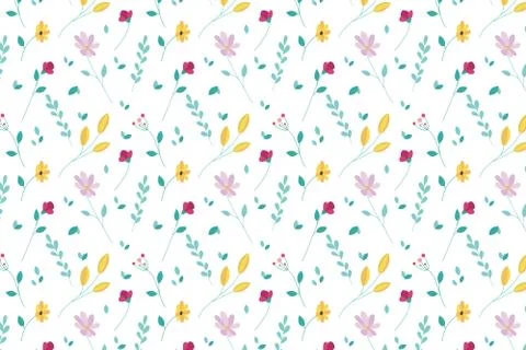 Colored floral pattern on a white background. Summer flowers. Illustrazione stock