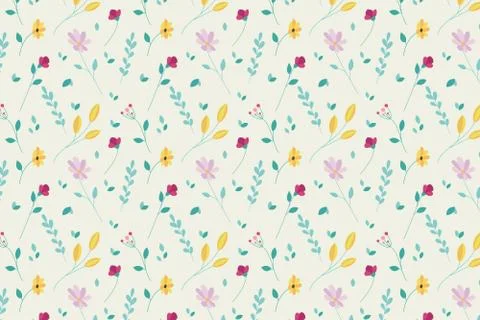 Colored floral pattern on a yellow background. Summer flowers. Stock-Illustration