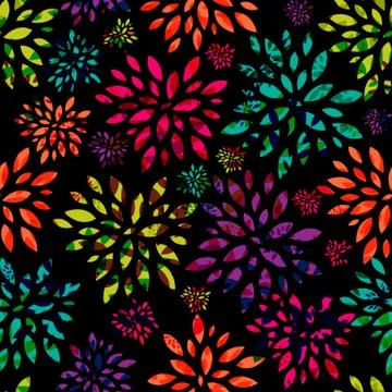 Colored Flower Leaves Seamless Pattern Background Illustration Stock Illustration
