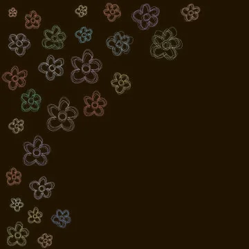 Colored  flowers on a black back Stock Illustration