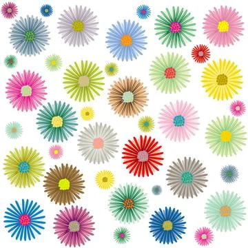 Colored flowers pattern isolated on white background colored flowers patte... Stock Photos