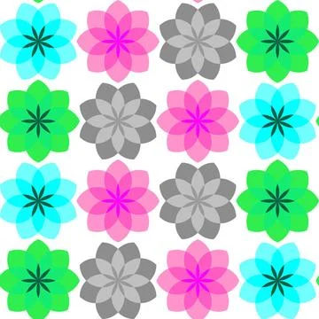 Colored flowers seamless pattern 3 colored flowers seamless pattern, vecto... Stock Photos