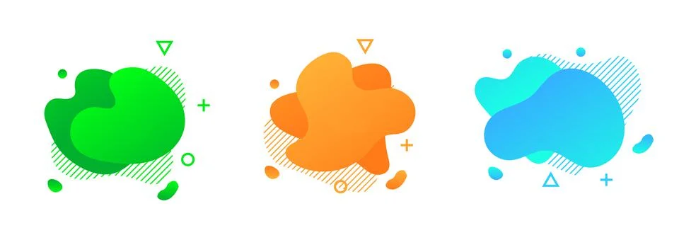 Colored fluid elements for minimal banner, logo, and etc. Set of abstract geo Stock Illustration
